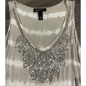 INC International Concepts Plus Size Sequin Tie-dye Sleeveless Tunic